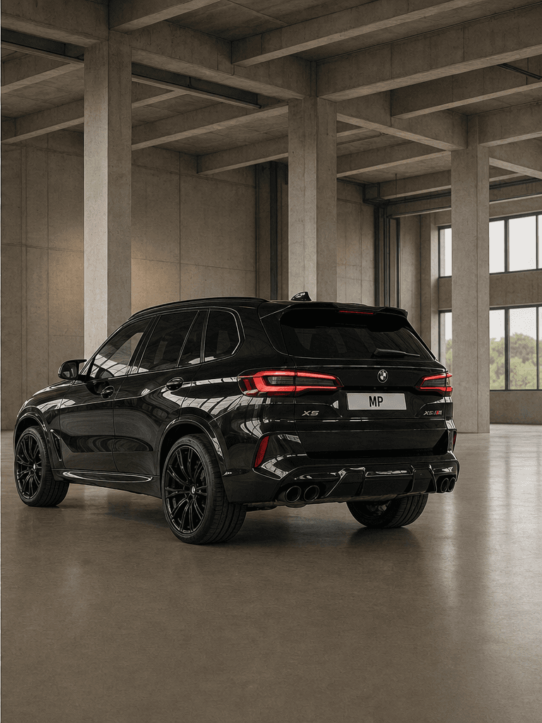 Rear three-quarter view of BMW X5M Competition